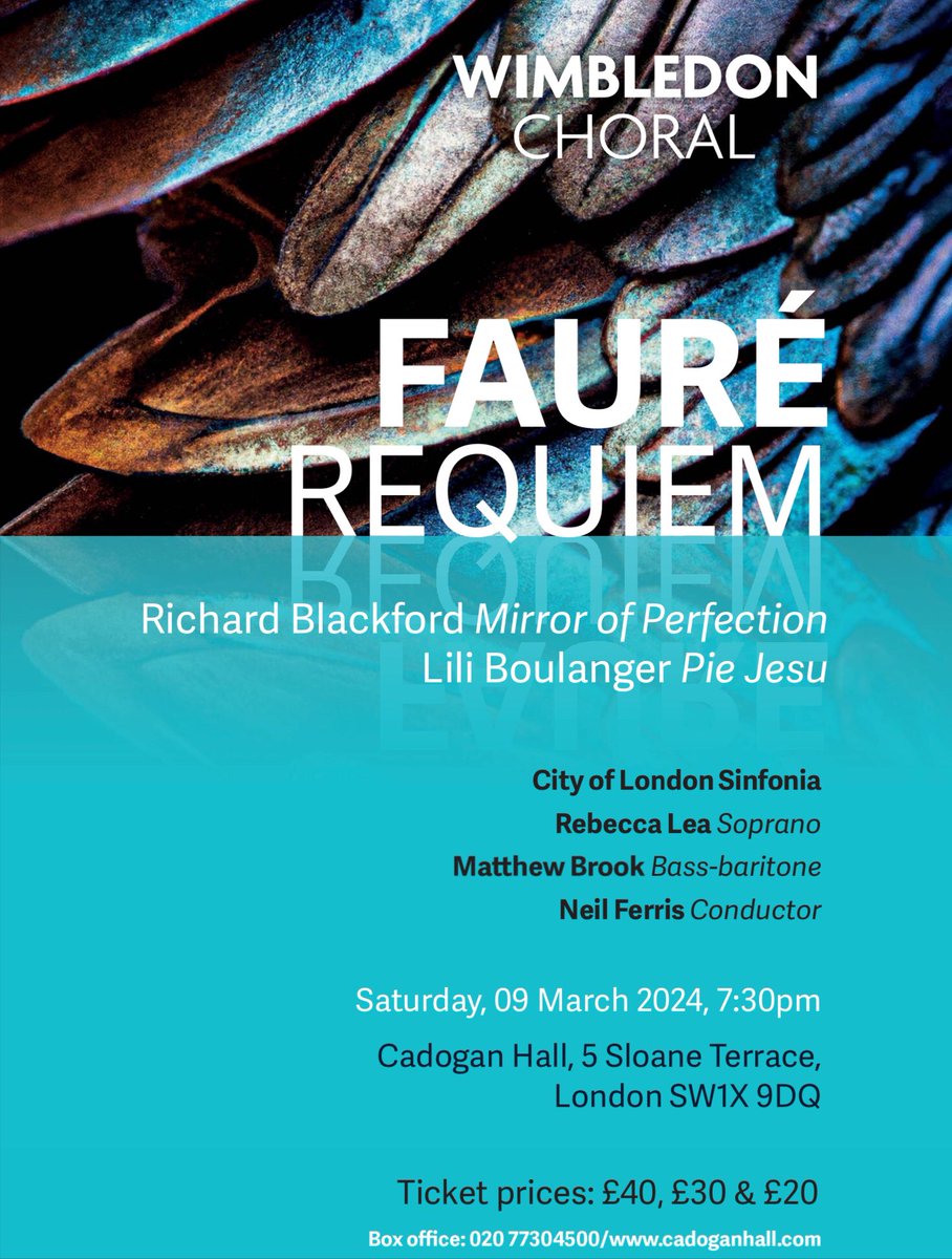 As well as #Fauré’s beloved Requiem our next concert @cadoganhall features Mirror Of Perfection,  #RichardBlackford’s setting of St Francis of Assisi’s poems & #LiliBoulanger Pie Jesu.  With @CityLdnSinfonia @rebeccajlea Matthew Brook @neilcpferris
To book cadoganhall.com/whats-on/faure…