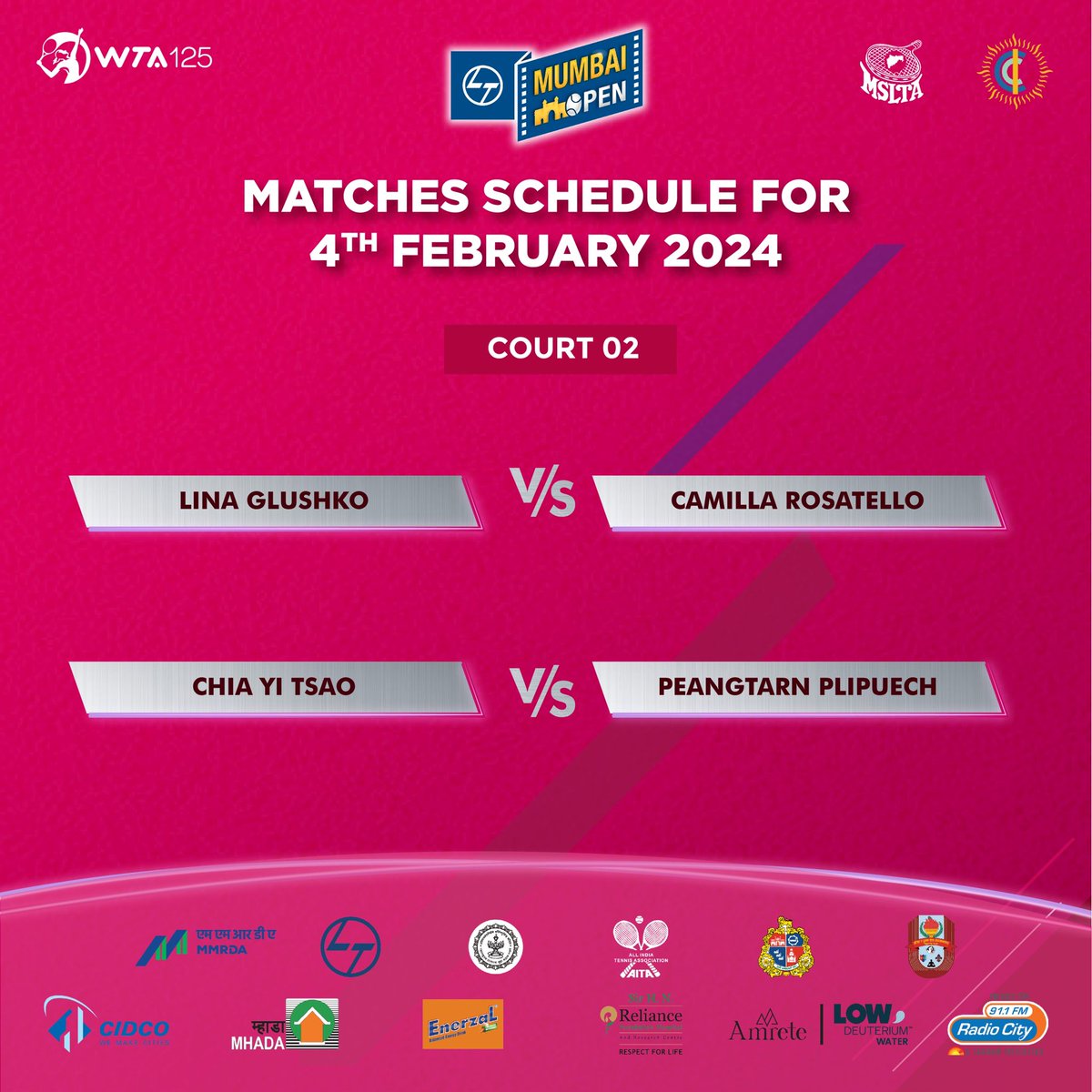 msltatennis's tweet photo. Day 2 - Get ready for a tennis showdown at the L&amp;T Mumbai Open WTA 125 qualifiers! The court will witness intense battles. #wta125 #MumbaiOpen #tennis #wta #mslta https://t.co/JXmBLvAumu