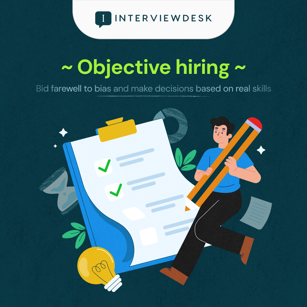 interview_desk's tweet image. Let talent speak louder than preconceptions and pave the way for a more equitable hiring landscape. 

It&apos;s time for a shift in perspective! 

Sign up:  

#ObjectiveHiring #SkillDrivenDecisions #InterviewDesk #SayGoodbyeToPart interviewdesk.ai/talent-assessm…