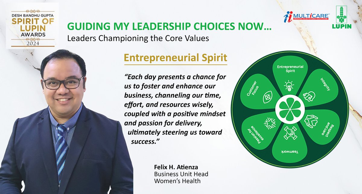multicareph's tweet image. Felix Atienza, Women's Health Business Unit Head. Join us in acknowledging his exceptional ability to cultivate an entrepreneurial spirit, propelling our organization forward into new realms of growth, innovation, and sustained success.

#multicare #lupin #pharmaceuticals