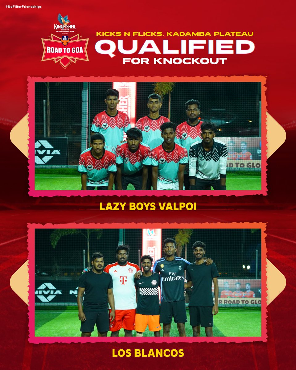 FCGoaOfficial's tweet photo. Here are the teams that fought their way out of the pack at Kicks n Flicks to progress to the knockouts in the @kingfisherworld presents #RoadtoGoa ⚽️🌴 https://t.co/HUsPUixZuB