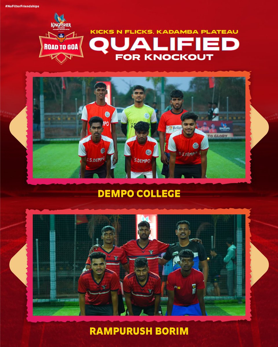 FCGoaOfficial's tweet photo. Here are the teams that fought their way out of the pack at Kicks n Flicks to progress to the knockouts in the @kingfisherworld presents #RoadtoGoa ⚽️🌴 https://t.co/HUsPUixZuB
