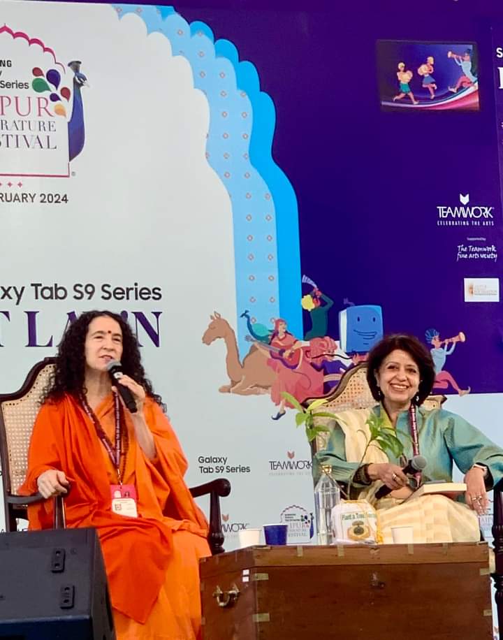 Join Sadhviji now LIVE at  online.jaipurliteraturefestival.org/live from the @JaipurLitFest as she shares about her astounding journey from #HollywoodtotheHimalayas and how her experience has relevance to everyone's lives today!

#JaipurLiteratureFestival #healing #transformation