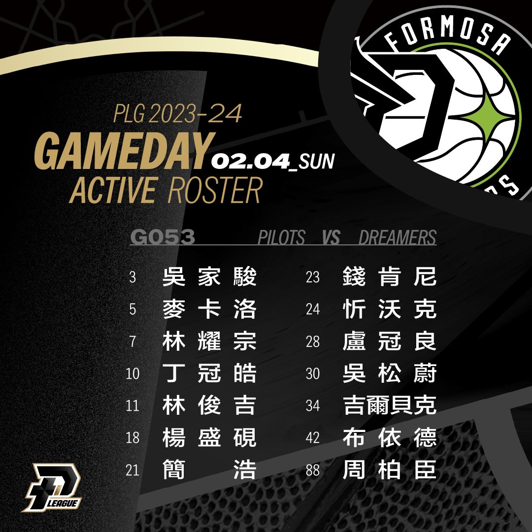 #PlusLEAGUE Regular Season 🗓
G053 LINEUPS 🏀 #PLG唯有籃球