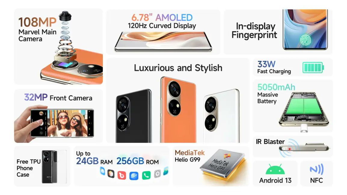 SujanTharu66's tweet photo. Ulefone Note 17 Pro
๐ฆพMediaTek Helio G99
LPDDR4X+UFS 2.2;
๐ฑ6.78"AMOLED center-punch curved screen, 2400ร1080 resolution, 120Hz screen RR, 500nits peak ๐
under-screen fingerprint
๐ท108MP(HM2)+ 5MP
๐คณ32MP(81ยฐFOV, f/2.45)
๐5050mAh
๐33W
NFC
IR
๐ญAndroid 13
#Ulefone #note17pro https://t.co/44YAeAoFcn