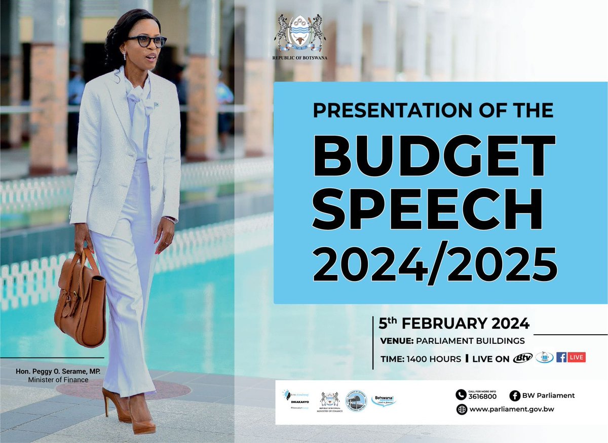 📍Tune into BTV or Botswana Government Facebook page for the live presentation of the 2024/25 Budget Speech tomorrow at 2pm.
#EducateTheVoterBW
