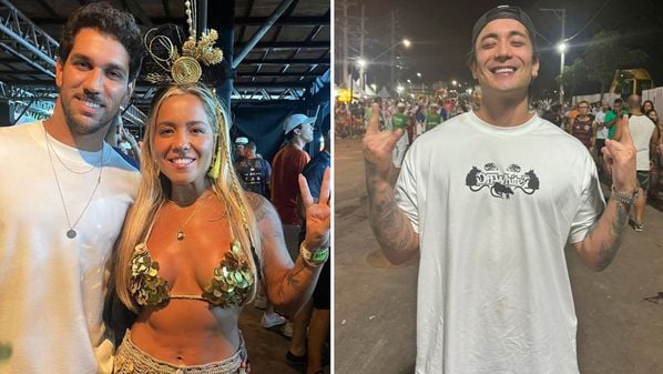 AGazetaES's tweet photo. Carnaval de Vitória: famosos curtem desfile do Grupo Especial no Sambão do Povo [ https://t.co/6iTXtBIqbJ ]

Vencedores do reality da Netflix, Ilhados com a Sogra, Francine Nery e Rodrigo Cardoso, e o músico Daniel Caon estiveram presentes na passarela do samba capixaba https://t.co/O3GX5ks5eu