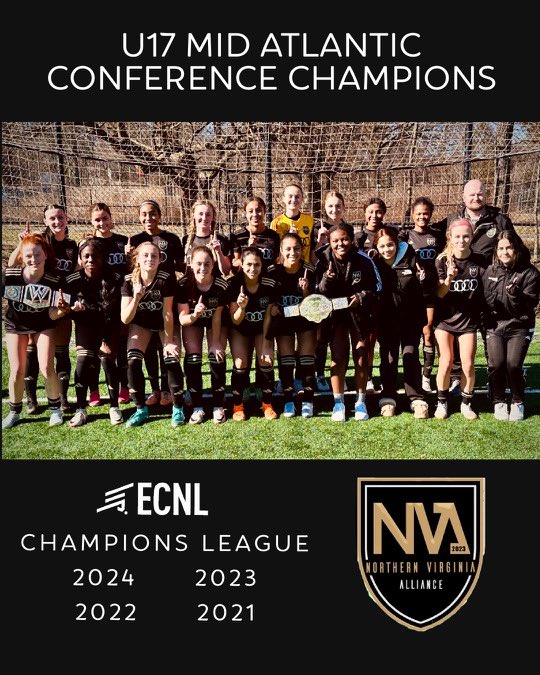 Northern Virginia Alliance ECNL 2007 (@allianceecnl07) on Twitter photo Teamwork & Culture won the <a href="/ECNLgirls/">ECNL Girls</a> U17 Mid Atlantic Conference! On the pitch, rehab, supporting each other at home or on the road > every single player made this happen. #teamwork <a href="/NVAECNLSoccer/">NVA ECNL Soccer</a> <a href="/TopDrawerSoccer/">TopDrawerSoccer</a> <a href="/ImCollegeSoccer/">College Soccer Truth ™</a> <a href="/ImYouthSoccer/">ECNL/GA/Recruiting/College Soccer</a> <a href="/TheSoccerWire/">SoccerWire</a> Teamwork & Culture won the <a href="/ECNLgirls/">ECNL Girls</a> U17 Mid Atlantic Conference! On the pitch, rehab, supporting each other at home or on the road > every single player made this happen. #teamwork <a href="/NVAECNLSoccer/">NVA ECNL Soccer</a> <a href="/TopDrawerSoccer/">TopDrawerSoccer</a> <a href="/ImCollegeSoccer/">College Soccer Truth ™</a> <a href="/ImYouthSoccer/">ECNL/GA/Recruiting/College Soccer</a> <a href="/TheSoccerWire/">SoccerWire</a>