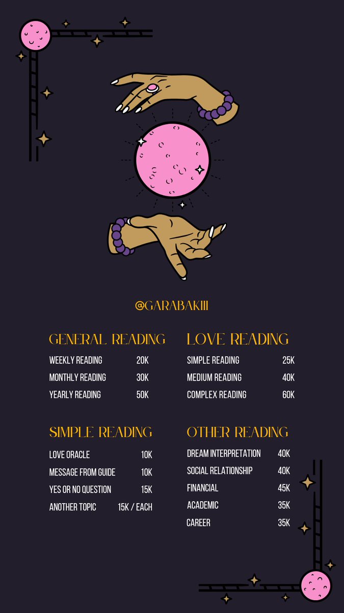 Krisannnttt's tweet photo. —🔮✨—
Hello! I’m Krisan aka Garabaki. Experienced in tarot readings since 2011.

Kindly hit me on my DM or my IG (@/garabakiii) if you’re interested!

I accept payments in USD and IDR.

#TarotReading 

🏷️ tarot indonesia, baca tarot murah, tarot reading https://t.co/uAEEzg1I85