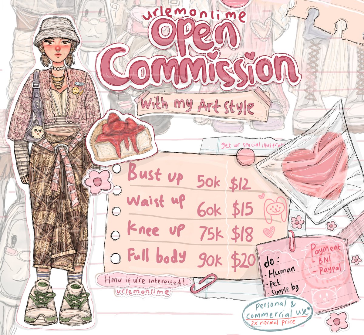 urlemonlime's tweet photo. 💅🍋Urlemonlime Open Commission🍋💅

Get your special illustration with urlemonlime's art style ayy✨🫶

Hmu if you're interested 📩
Carrd : https://t.co/ZHVdN2K7em

Shares are highly appreciated<3
#opencommission #commission #ArtistOfindonesia #ArtistOnTwitter @cmsn_ART https://t.co/xekmU2hOsc