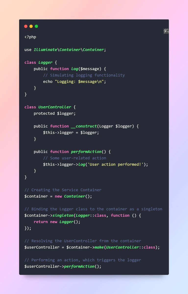 pieces12395's tweet image. Unlock Laravel's Service Container magic! 🚀 Optimize dependencies, boost performance, and enhance readability. But beware: keep it simple, clear, and fast! 💻✨
linkedin.com/in/asfia-aiman/
#Laravel #CodingMagic