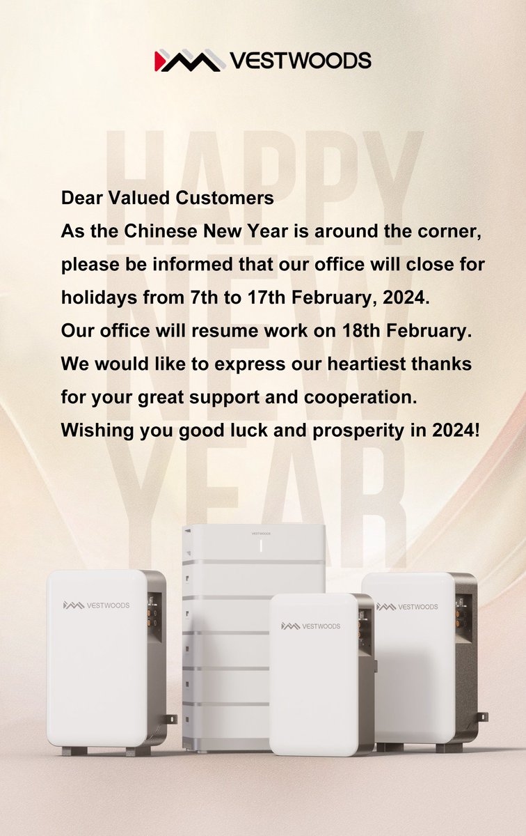 💝 Chinese Spring Festival Holiday Notice 🎉
We would like to inform you that our company will be closed for the Chinese Spring Festival holiday from February 7th, 2024, and will be back on February 18th, 2024. 🎇
Thank you for your continued support. ✨
