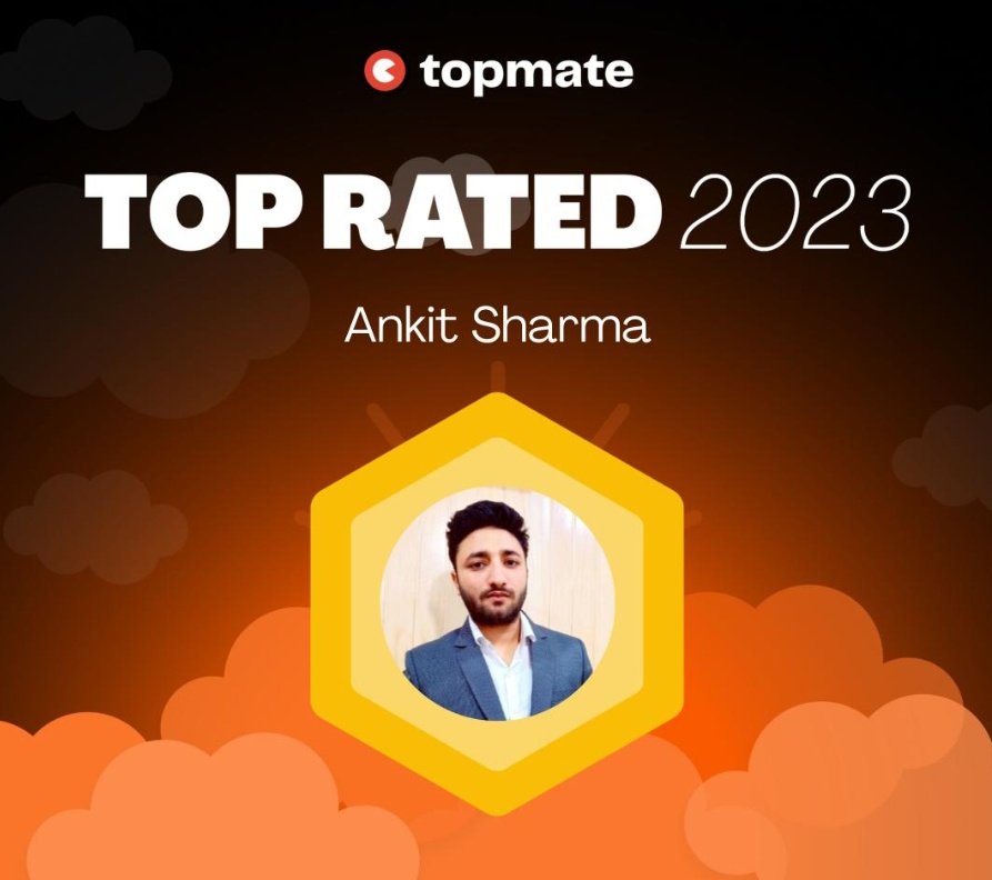 Exciting news! 🎉
I've just been announced as Top Rated on Topmate! 🙌🏼
It's an incredible honor and a dream come true.
Big shoutout to you all for your unwavering support! It means a lot!
topmate.io/ankitsharma8
