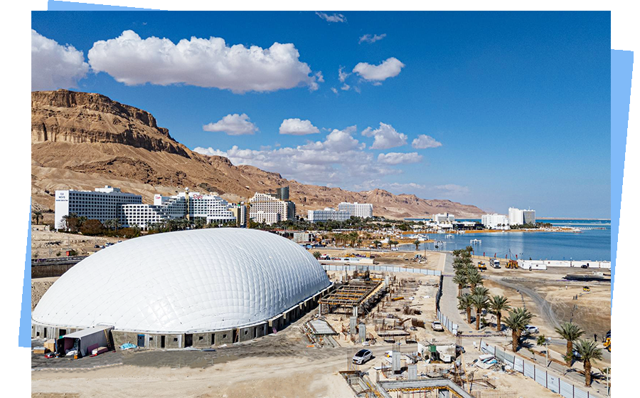 broadwe41362782's tweet photo. A brand new #airdome structure settled #Deadsea in Israel. A structure that uses #advancedtechnology built by #broadwell located in #EinBokekBeach, #Totalarea of 4998 square meters. It is designed to host #lasershows, various #culturalactivities, meetings and #musicfestivals. https://t.co/PZw4eIjNuc