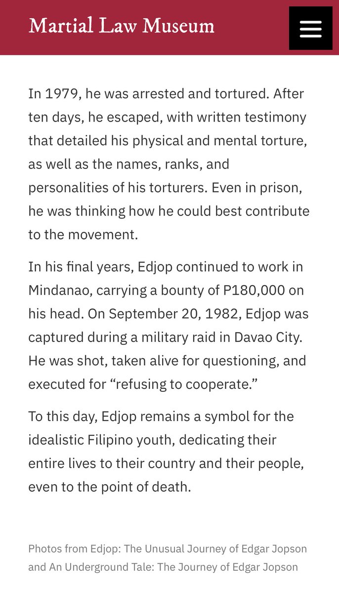 alasiye7e's tweet photo. @JEFFREYEFFREJ_ @phtvandfilmupd Edgar Jopson or "Edjop" is one of the martyrs of the revolution k*lled by the military during martial law. Ang pangalan niya ay nasa Bantayog ng mga Bayani. https://t.co/baUXEMHSKG