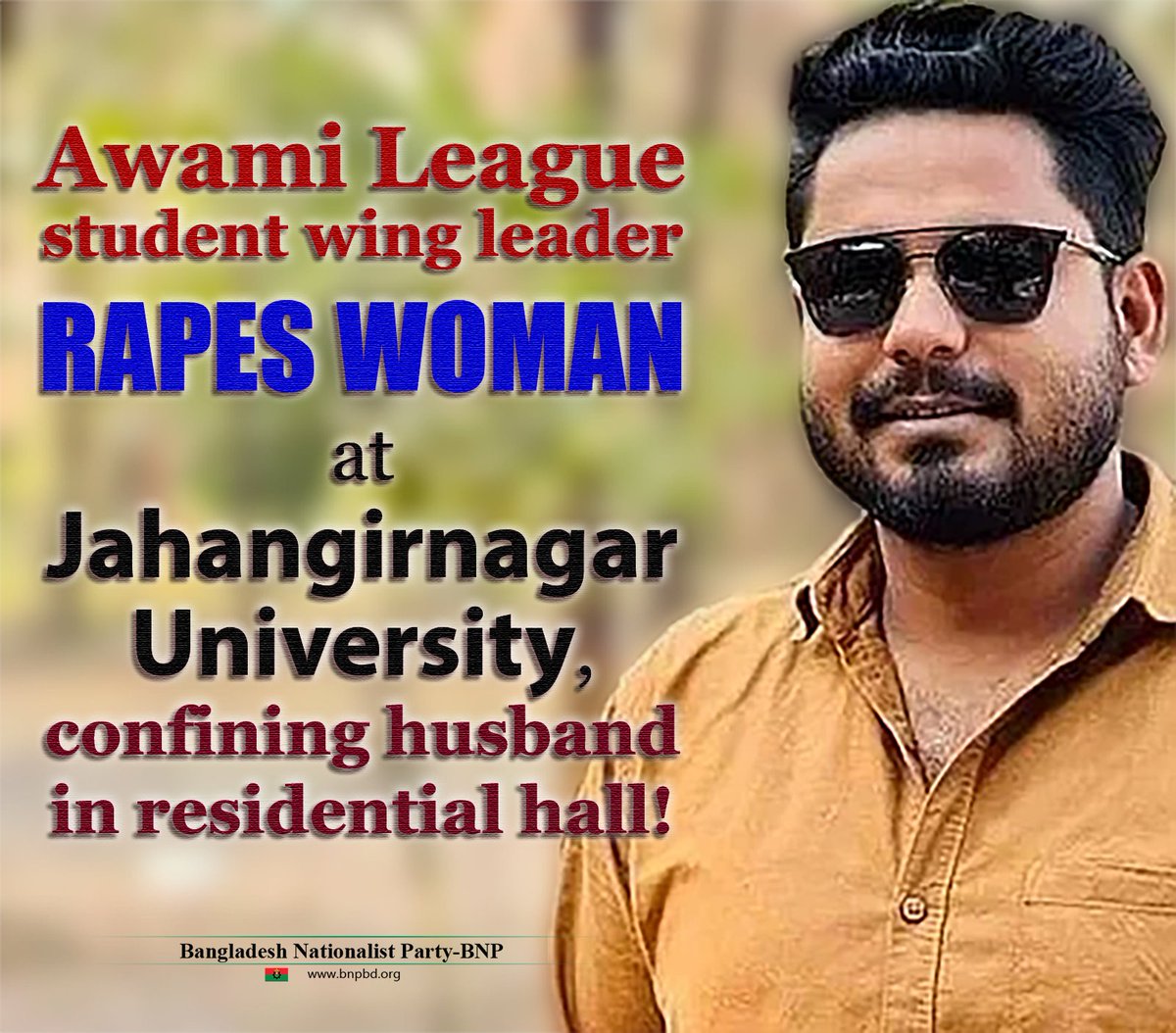 Mustafizur Rahman, the international affairs secretary of @albd1971 student wing (BCL), raped a woman on the Jahangirnagar University (JU) campus, confining her husband in a residential hall. en.prothomalo.com/bangladesh/i87…