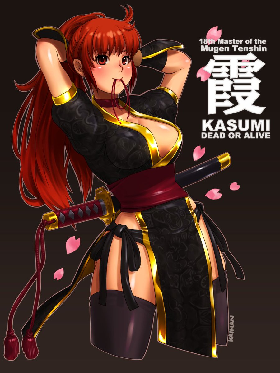 霞(DOA) 「霞さんの色違いを加筆修正してみました!2Pカラーは白桃だけど、ネットに黒金のデザ」|かいなんのイラスト