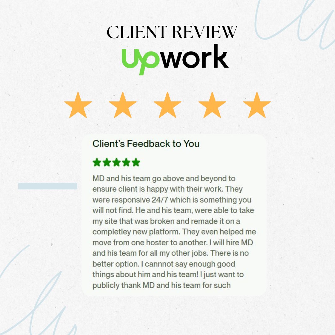 Absolutely thrilled to receive a double dose of 5-star success on Upwork! 🌟🌟 🚀 Ready for more exciting projects and collaborations! Let's keep the success train rolling! My Profile: upwork.com/freelancers/~0… 🌈👩‍💻 #UpworkSuccess #Gratitude #FreelanceLife 🎉