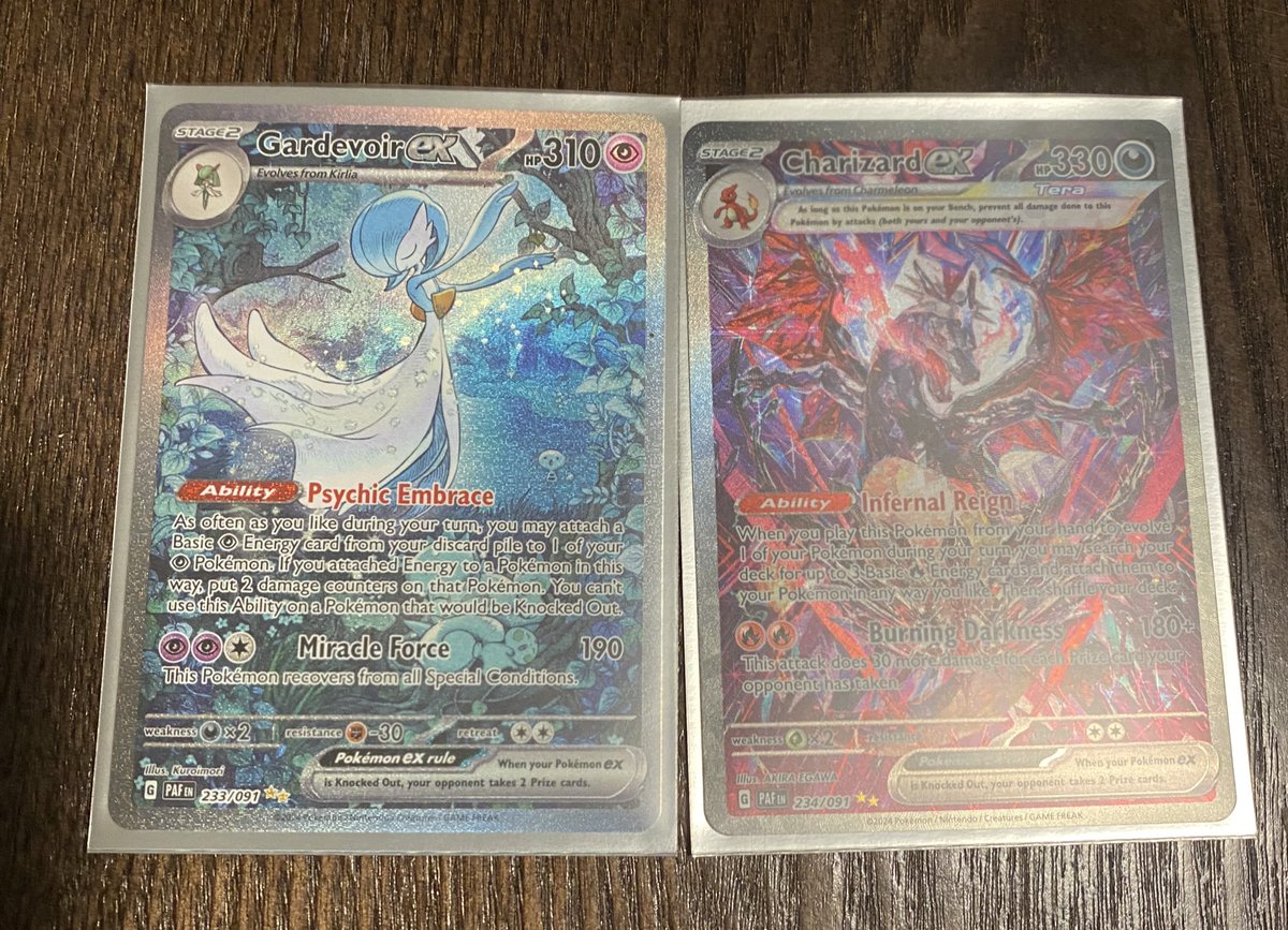 Forgot to post these bangers Ryan and I pulled on the first day of Paldean Fates. I love release day 💁🏼‍♀️