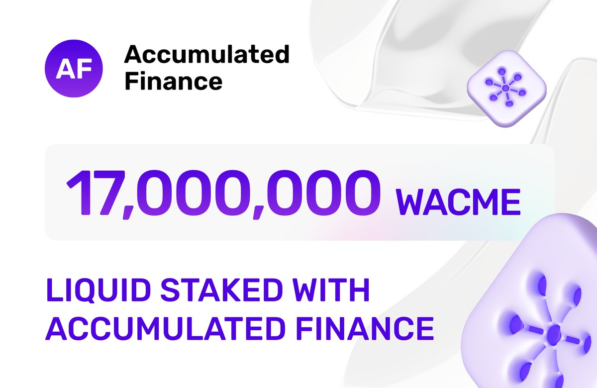 17M $WACME - a solid 8% of the circulating supply - liquid staked with us. Thank you @accumulatehq users for your trust ❄️