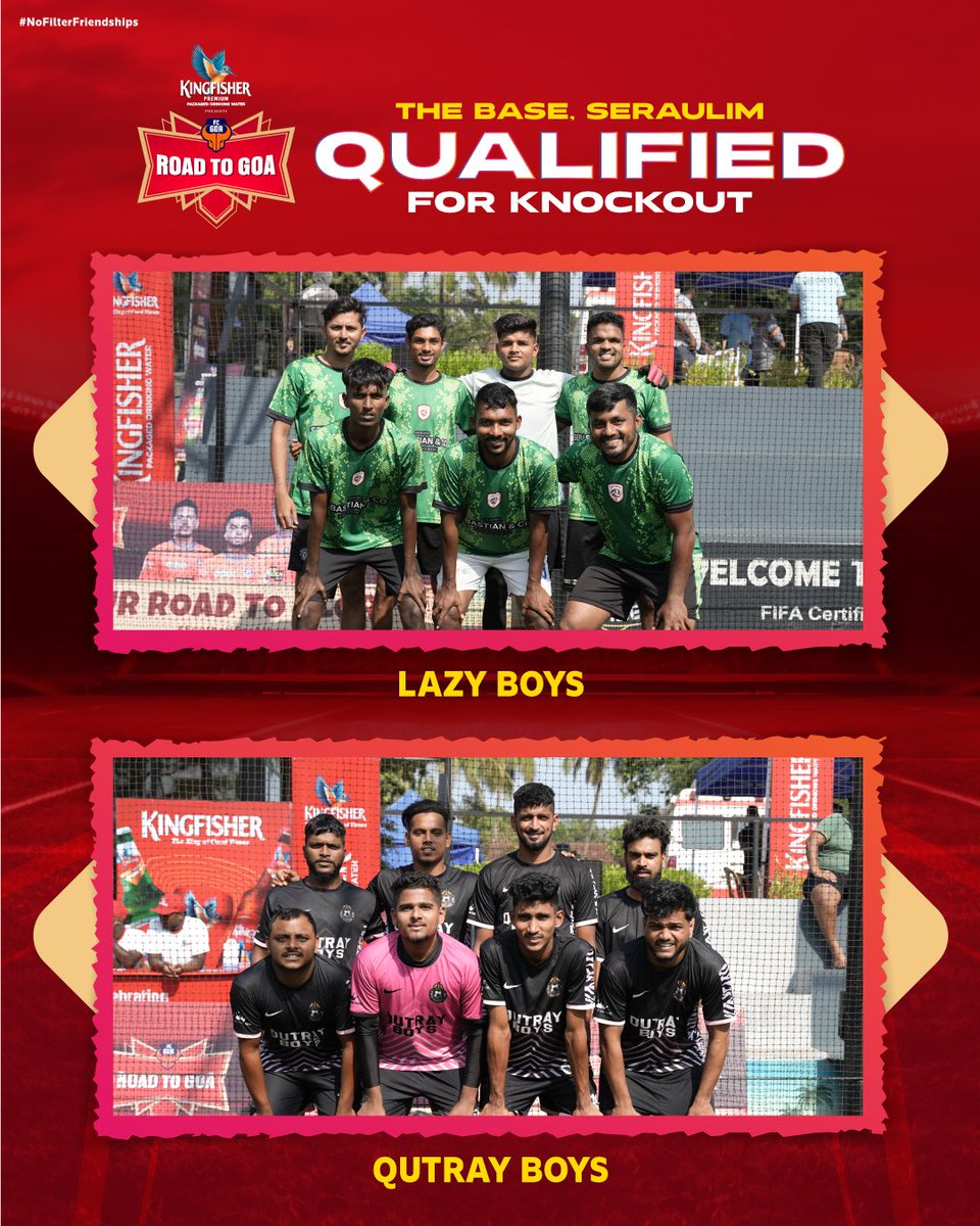 FCGoaOfficial's tweet photo. An intense day 1 down south at The Base saw these teams qualify for the @kingfisherworld presents #RoadtoGoa knockout stages ⚽️🌴 https://t.co/xhUea4v6Ri