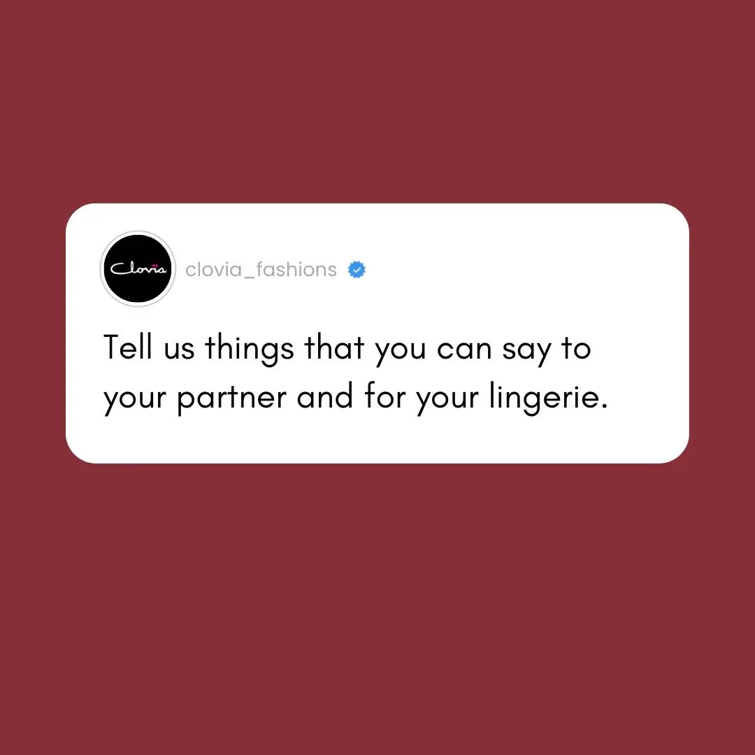 Cloviafashions's tweet photo. Comment below 👇🏻

#lingerie #partner #valentine #february #funpost #commentbelow #fashion #funnytextpost #trends #trendingtweets #viralpost #clovia https://t.co/YHBPsNxHZM