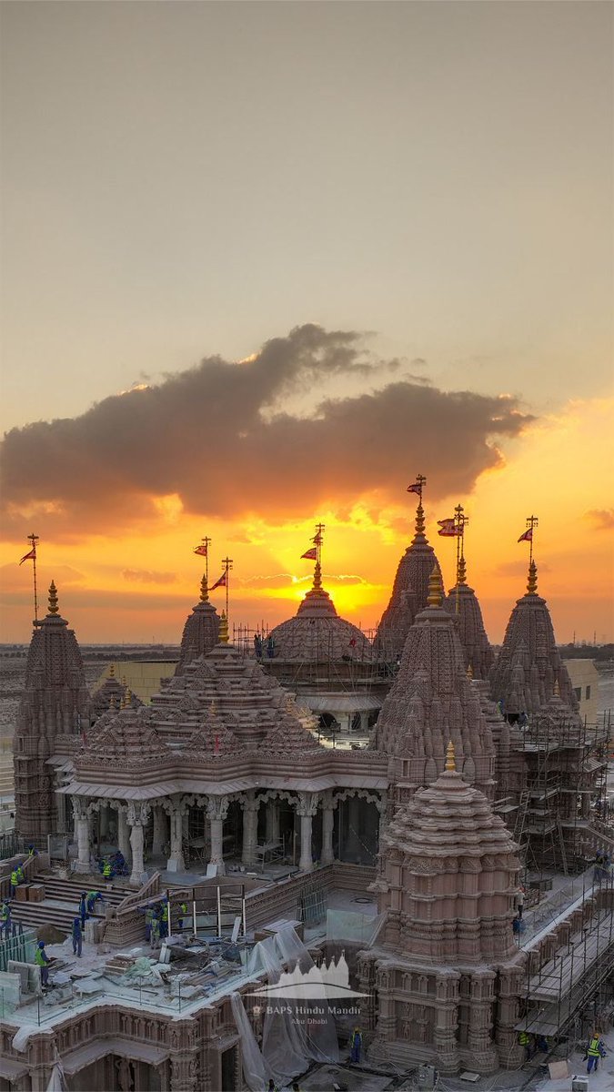 sidhant's tweet image. Abu Dhabi BAPS Hindu Mandir, more pictures released by the temple authorities. 1.8 million bricks are being used in the construction of the Mandir.