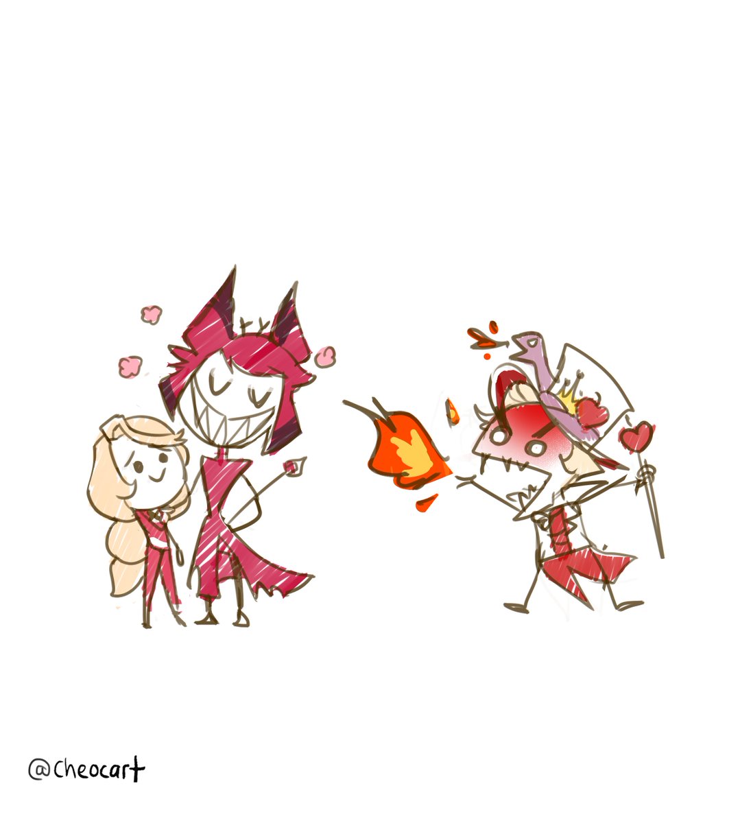 cheocart's tweet image. Alastor enjoying it

#alastorhazbinhotel  #alastorxlucifer #Alastor #AlastorFanart