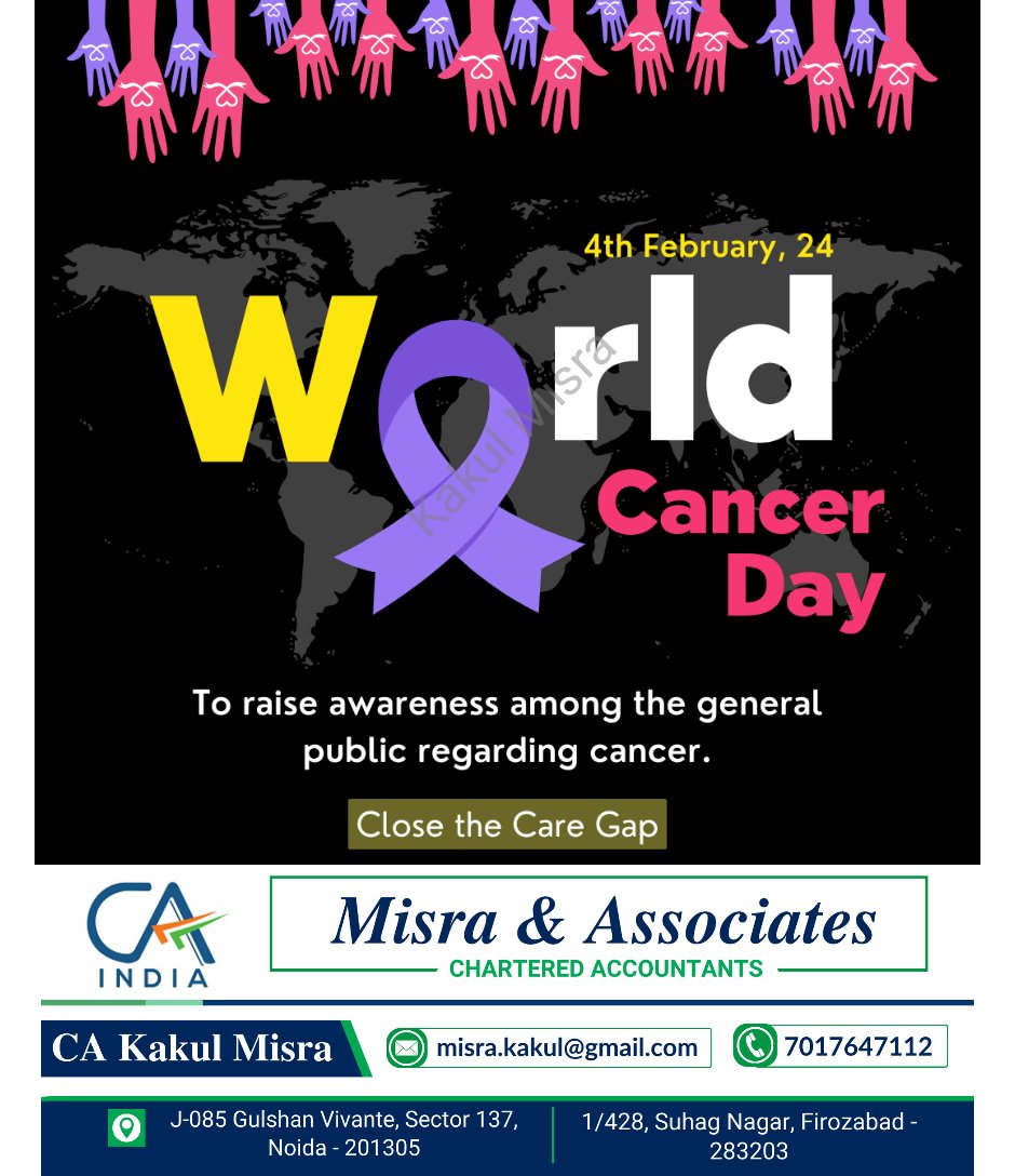 KakulMisra's tweet photo. World Cancer Day #WorldCancerDay
#CancerAwareness
#CancerPrevention
#FightCancer
#BeatCancer
#CancerResearch
#CancerSupport
#EarlyDetection
#HopeForCancer
#TogetherAgainstCancer https://t.co/Ed7fNCwXXX