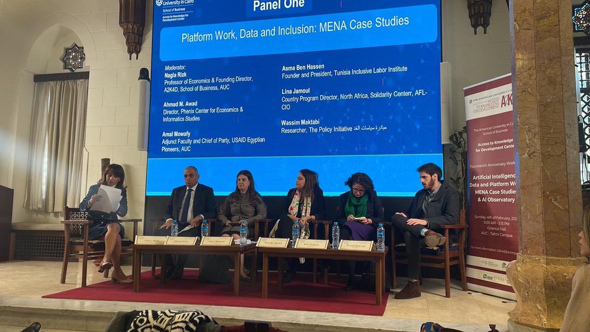 A2K4D's tweet photo. We are now starting our first session of the workshop titled “Platform Work, Data and Inclusion: MENA Case Studies”  with @naglarzk, @Ahmadmawad, @mowafy_amal, @asma_bhassen, @LinaJamoul, and @wassimktbi. #MENA #Data #PlatformWork #CloudWork #SocialProtection #DigitalEconomy https://t.co/rWAMaAxY1N