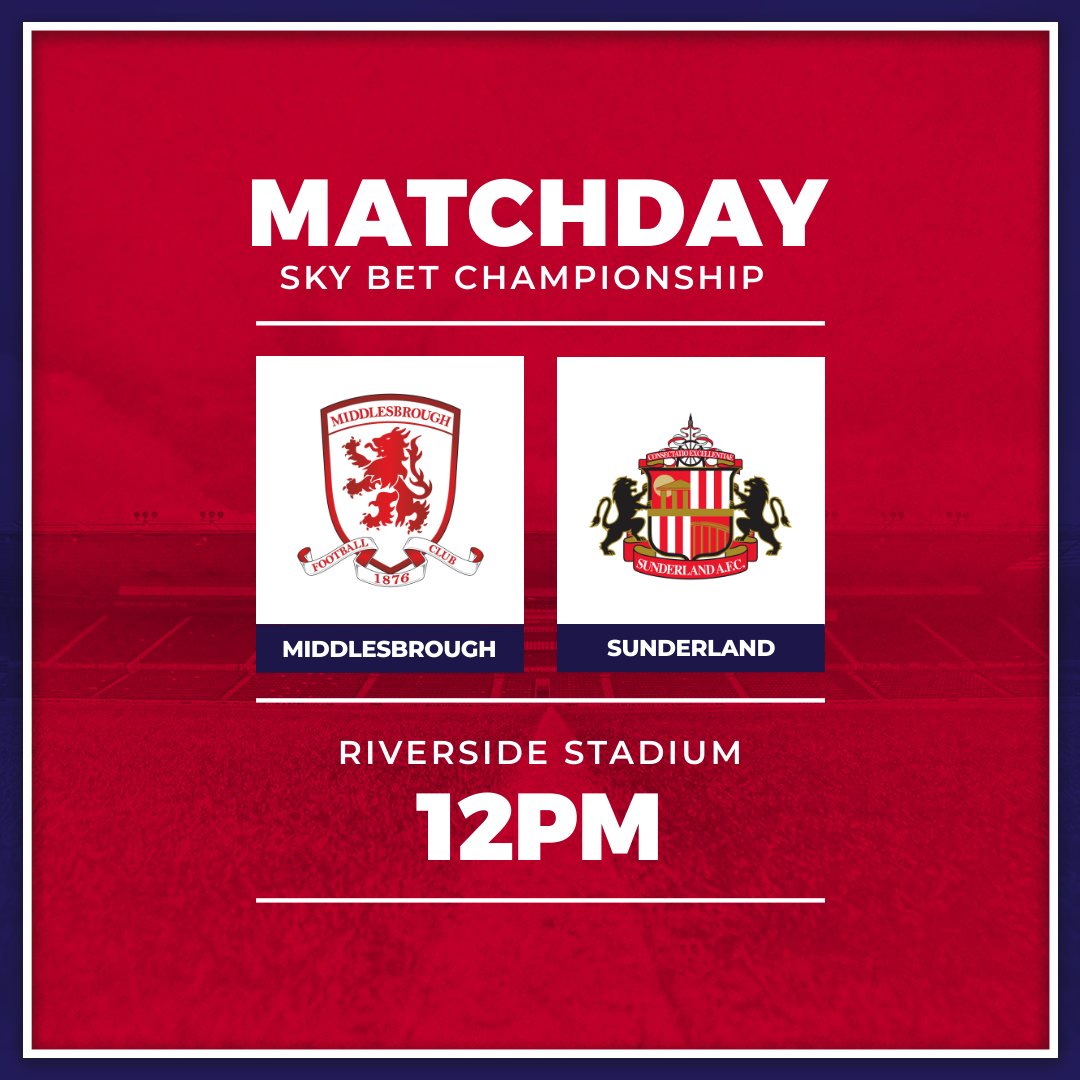 Boro's tweet photo. 𝗠𝗔𝗧𝗖𝗛𝗗𝗔𝗬!

Wearsiders on Teesside. COME ON #BORO!!! 🔴⚪️ #UTB https://t.co/bAwWMWUFUm
