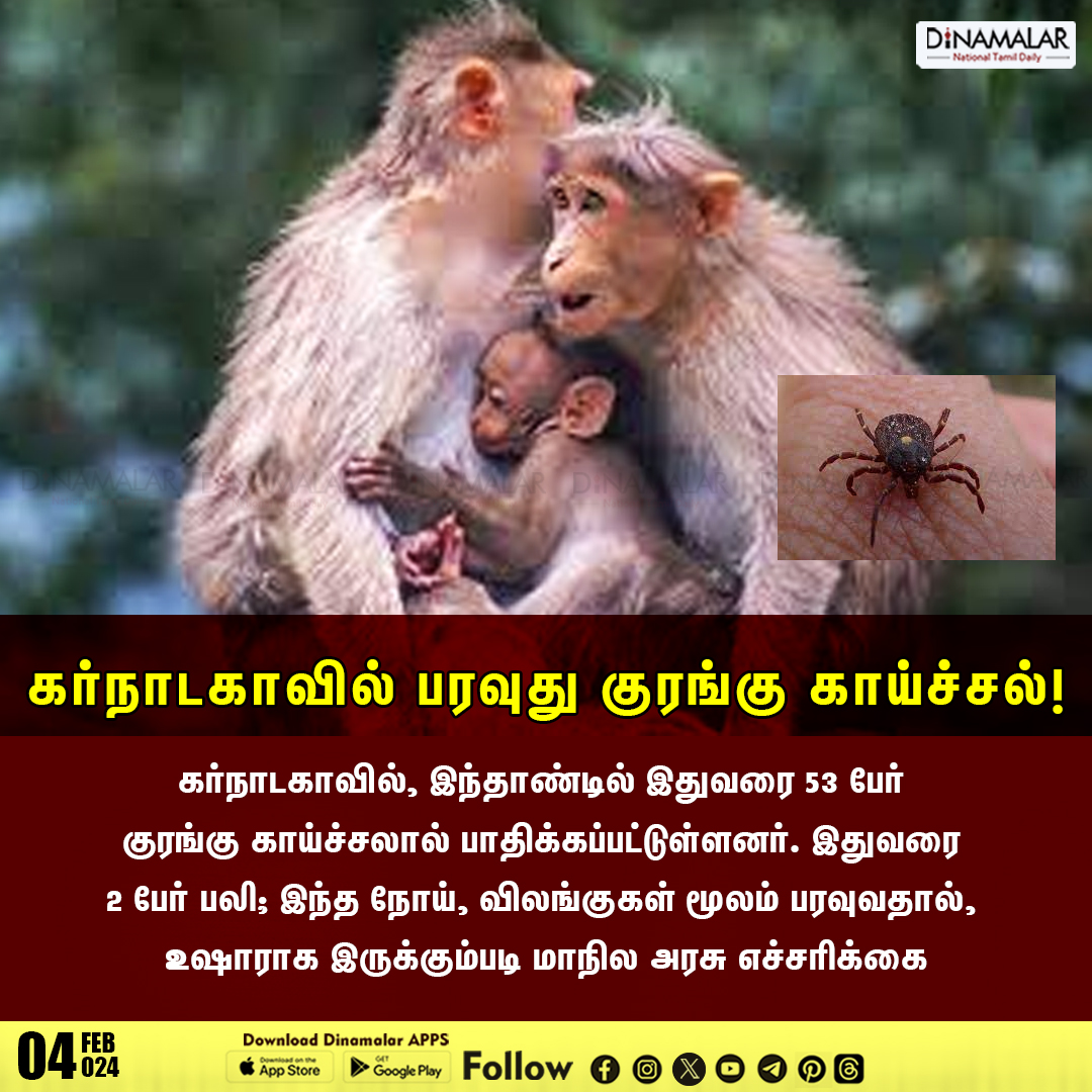 dinamalarweb's tweet image. கர்நாடகாவில் பரவுது குரங்கு காய்ச்சல்!
#karnataka|#monkeyfever
dinamalar.com