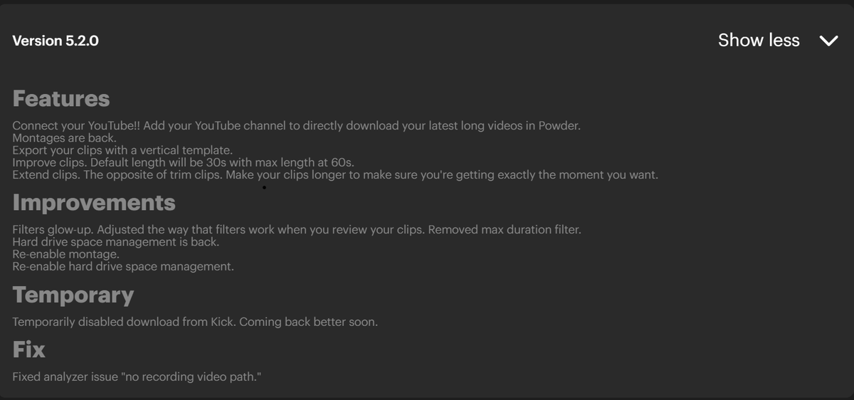 MBlownGaming's tweet photo. 🚀 Just in! @Powder_gg released Powder Studio 5.2.0! Connect your YouTube channel to download long videos, create montages, and export in vertical format. Trim or extend your clips, enjoy improved filters, and manage hard drive space! #PowderStudio #VideoEditing #NewUpdate #GamingNews