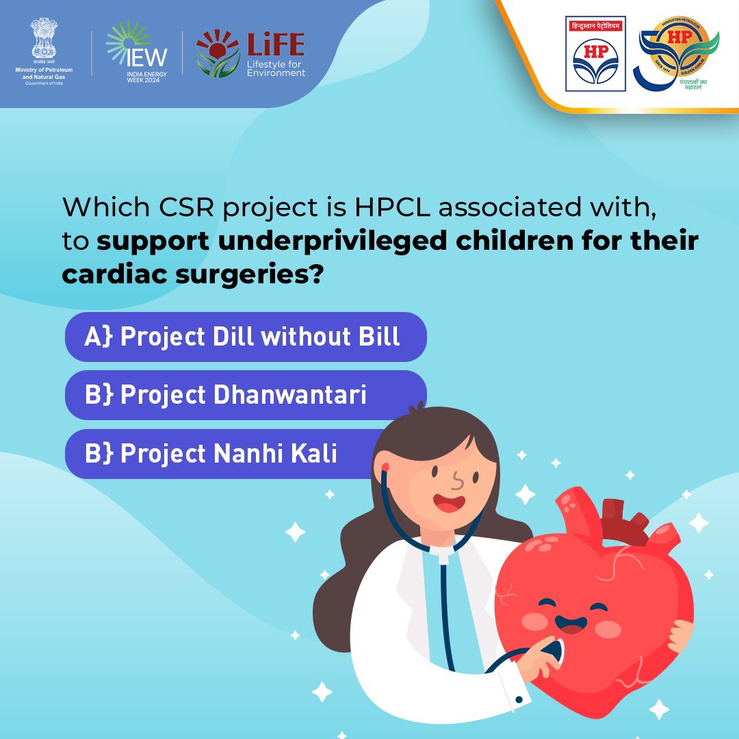 HPCL's tweet photo. HPCL undertakes numerous CSR activities especially concerning underprivileged children. We are also a part of this Project to support the cardiac surgeries of children from the financially weaker social strata.
#CSRActivities #HPCL #DeliveringHappiness #HPTowardsGoldenHorizon https://t.co/A10emnpWNo