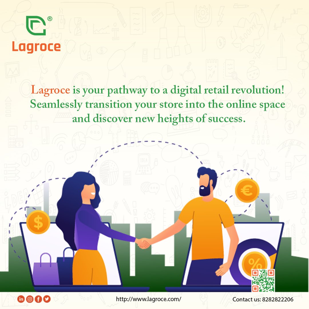 LagroceApp's tweet photo. Ready for the digital shift? 

Lagroce's ONDC platform makes it a breeze! Embrace the open network, attract millions of customers, and let your business thrive!!
.
.
#RetailEvolution #LagroceONDC #digitalindia #ondc #ondcretailers  #DigitalTransformation #RetailNetwork #sm4dm https://t.co/yEC1G6mQca
