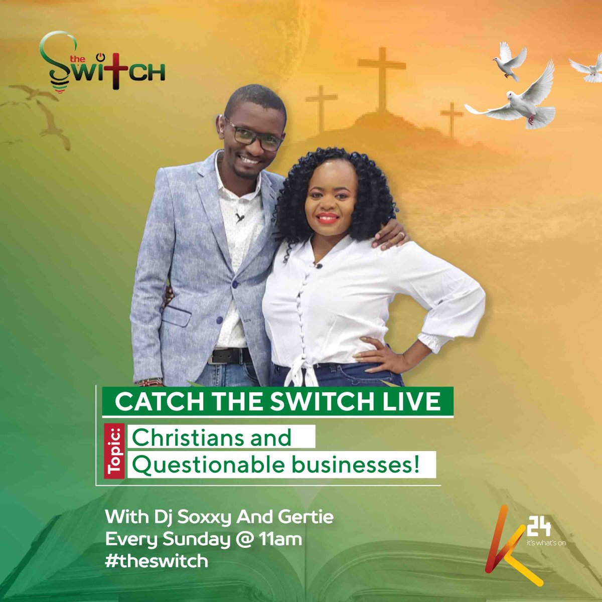 K24Tv's tweet photo. Tune in to #TheSwitchK24 on @K24Tv. Tukuchezee song gani? Baraka! @DjSoxxy @gertiegee https://t.co/YGXiwJ7UZn