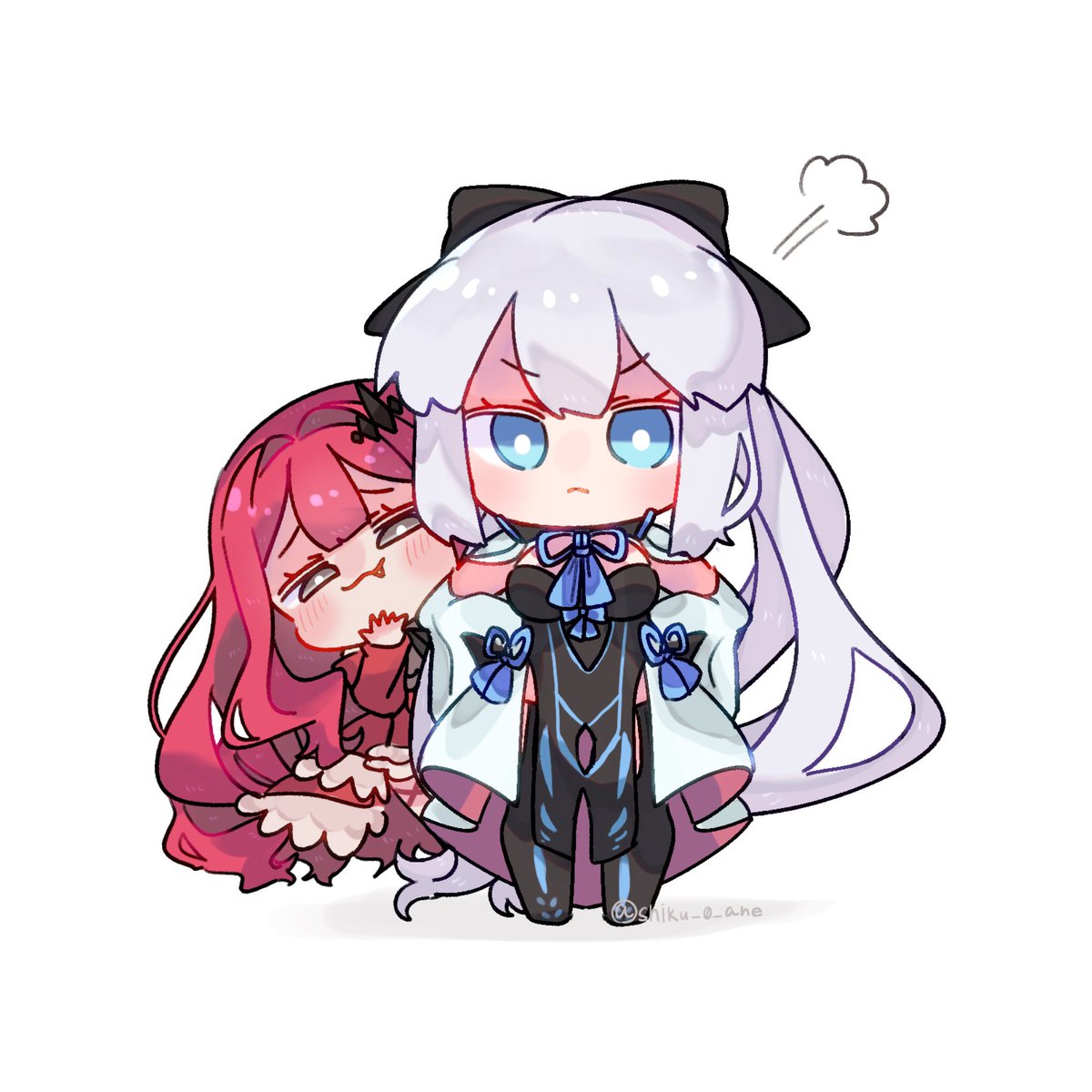 baobhan sith (fate) ,baobhan sith (first ascension) (fate) ,fairy knight tristan (fate) ,morgan le fay (fate) multiple girls 2girls chibi red dress blue eyes long hair dress  illustration images