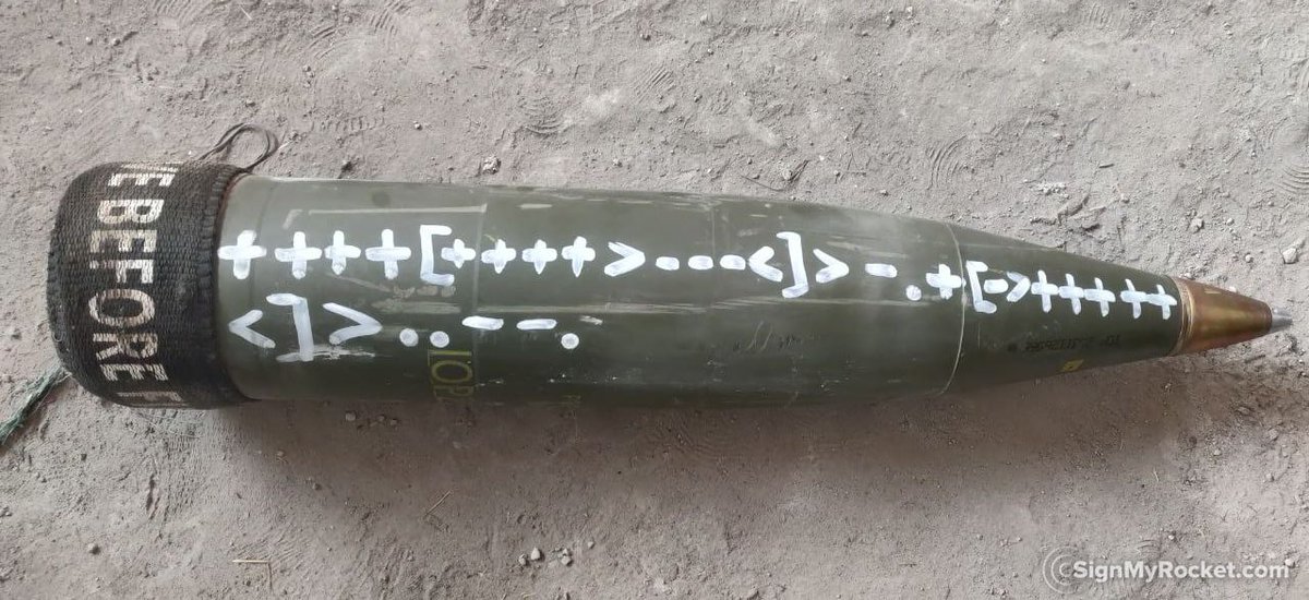 ZeroOne3010's tweet image. I used @SignMyRocket to sponsor an artillery shell for the Ukrainian army! 🤓 #slavaukraini #esolang
