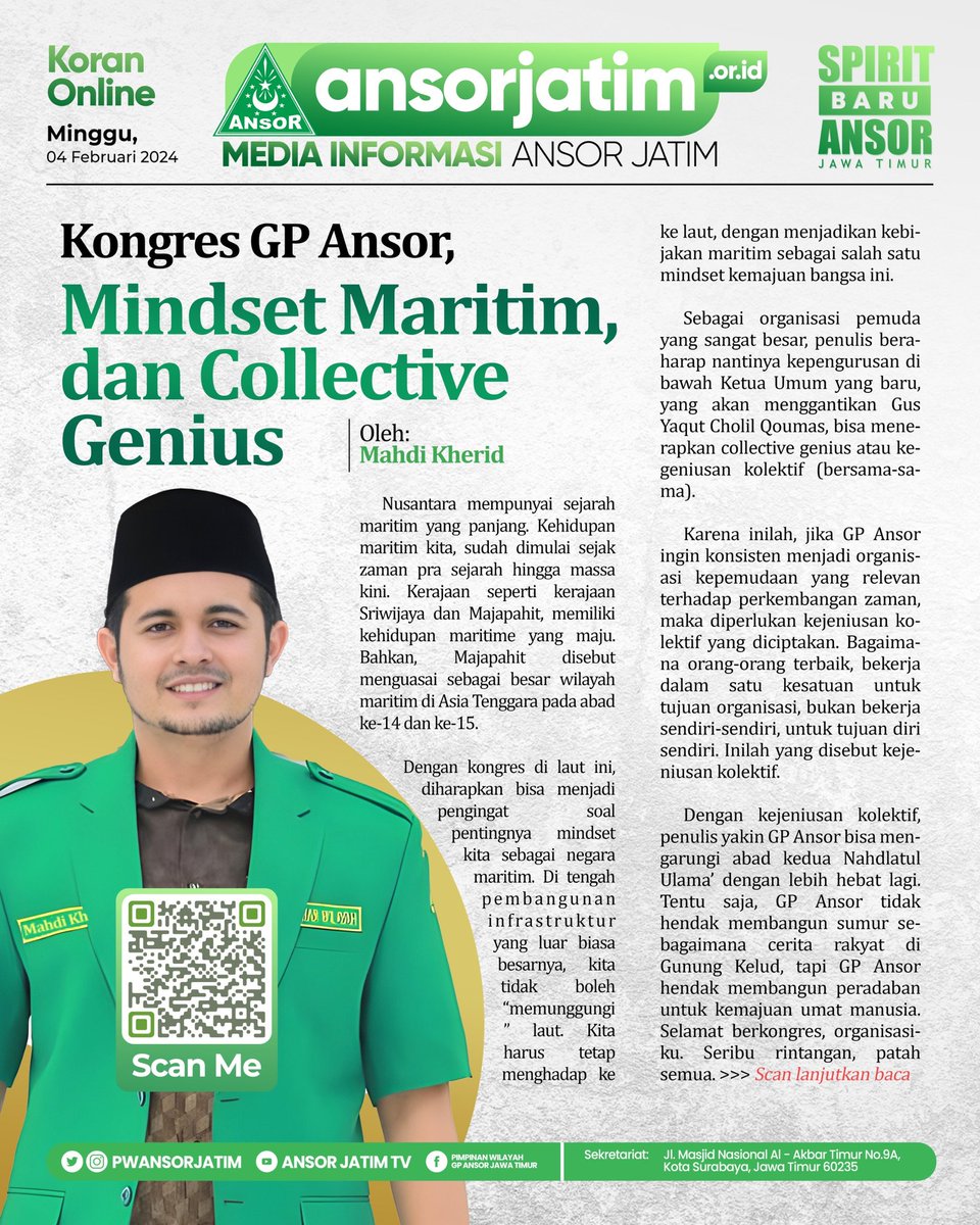 mahdikherid's tweet photo. Tulisanku terkait Pelaksanaan Kongres XVI GP Ansor

Kongres GP Ansor, Mindset Maritim dan Collective Genius #KongresXVIGPAnsor
https://t.co/nkpMRDC8Ps https://t.co/fu3ieozRjU