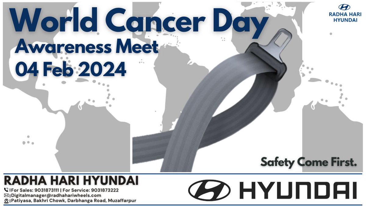 '🌍 Today is World Cancer Day! Let's unite in the fight against cancer, raising awareness, supporting survivors, and advocating for prevention. Together, we can make a difference. 💙🎗️ 

#radhaharihyundai #radhahari #AisiCareNowhere #HyundaiIndia #hyundai #worldcancerday2024