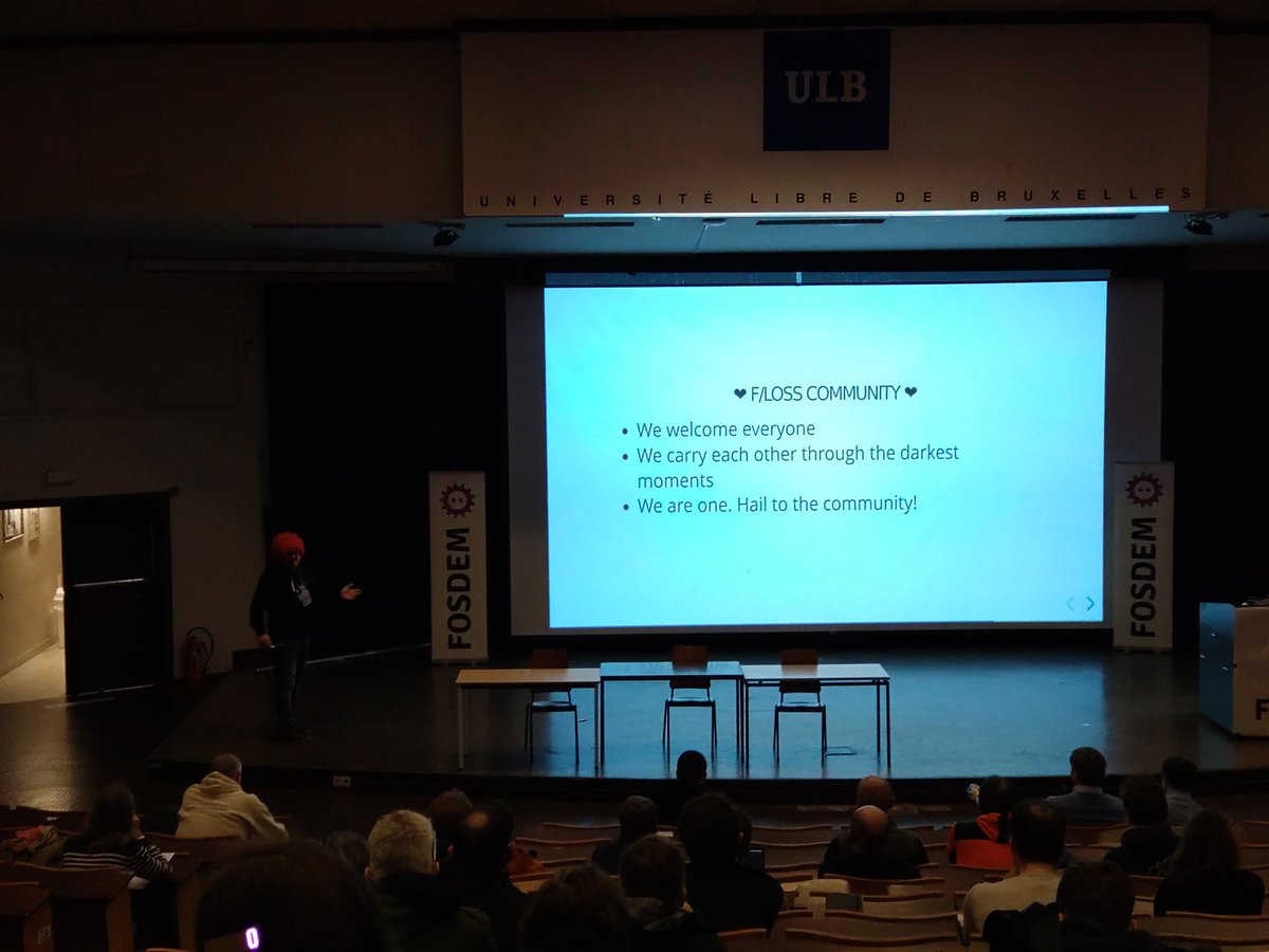 Honestly, I didn't expect such a great and entertaining talk as a start for the second day of #FOSDEM. <a href="/bogomep/">Bogomil Shopov - Бого</a> had it all: AI, JC van Damme, a smashed mobile, the open source community, and a lot of Heavy Metal! 🤘🤘🤘