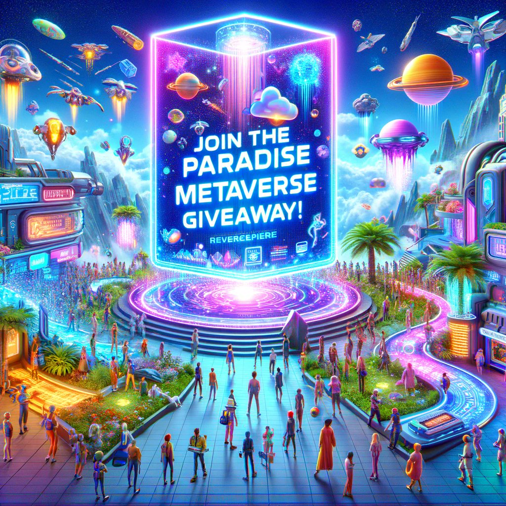 Join our Paradise Metaverse Giveaway! 
Follow &amp; Like &amp; RT to win $100! 
Dive into a world of excitement &amp; adventure. 🌟🎁 

#ParadiseMetaverse #Giveaway  💰