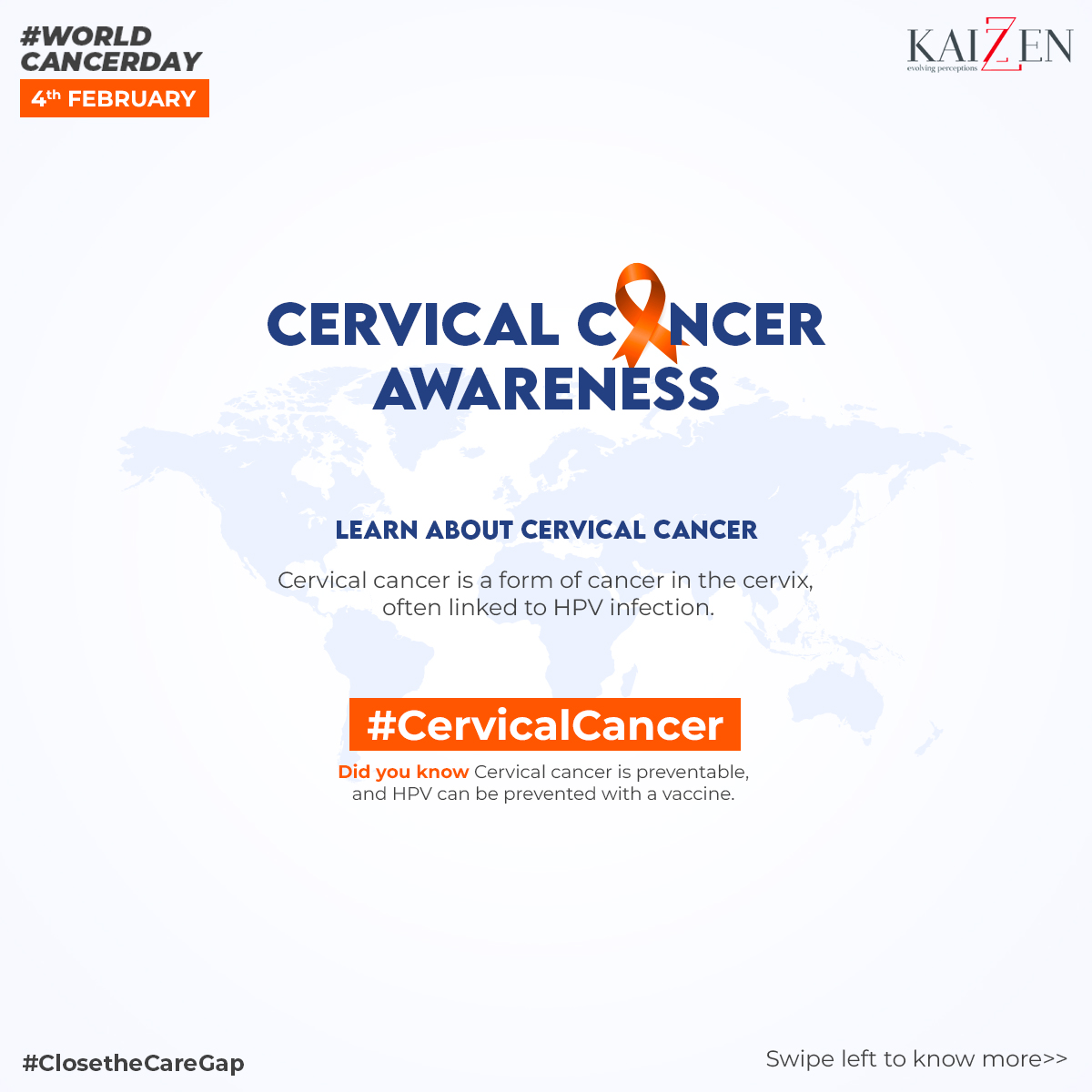 KaizzenComm's tweet photo. Let’s come together this #WorldCancerDay and commit to spreading awareness about #cervicalcancer and not distress for your loved ones. Let’s learn, prevent, and screen so we can save lives. Remember, small actions can make a big difference. #closethecaregap🎗️
#Kaizzen https://t.co/0e6pfHQNg5