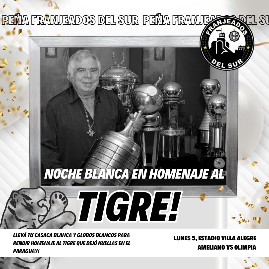 ATENCIÓN, ATENCIÓN, ATENCIÓN.

Todos al Villa Alegre con camiseta y globos blancos para rendir tributo al Tigre ODD.

VAMOS OLIMPIA!!

#ODDETERNO