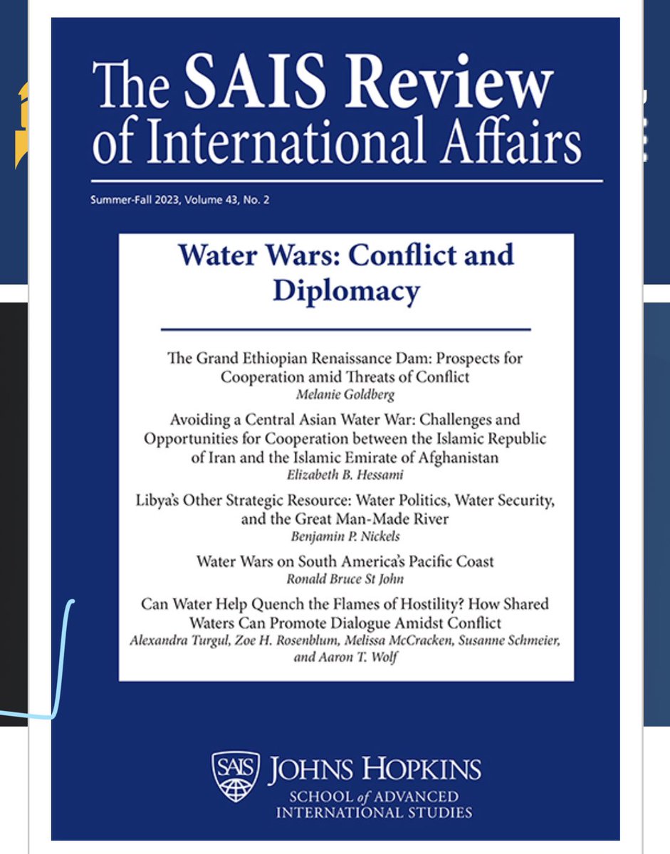 Is water a source for peace? Even in non-water conflicts? Can #waterdiplomacy bring #peace beyond the water sector? Check out this new article in @SAISReview by authors from @ihedelft, @OSUCEOAS and @TuftsUniversity 💦 muse.jhu.edu/pub/1/article/…