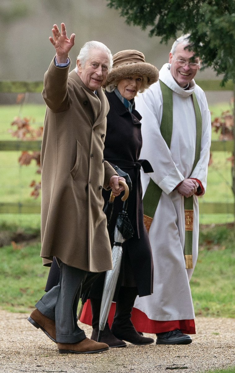 King Charles III and Queen Camilla attend a morning church service at St Mary Magdalene Church in Sandringham, Norfolk