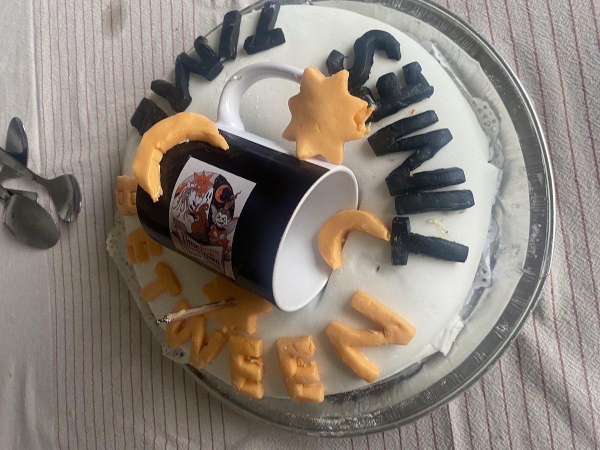 theowenstaton's tweet photo. It’s my birthday this week ( I don’t  like a fuss ) my lovely Mam made me this wonderful Time between Times cake . 
I’m a lucky Guy 
#timebetweentimes https://t.co/vXt1zRKTHK