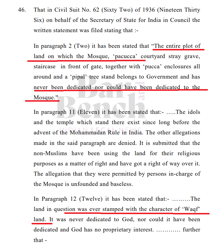 In response, the Government said:

"The entire plot on which the disputed structure stands was NEVER...