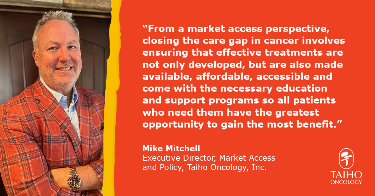 TaihoOncology's tweet image. Advancing care for patients with cancer is our top priority. In recognition of #WorldCancerDay today, Taiho Oncology’s Mike Mitchell speaks to his role in helping #CloseTheCareGap to ensure all patients have access to meaningful treatments.

#TaihoCares