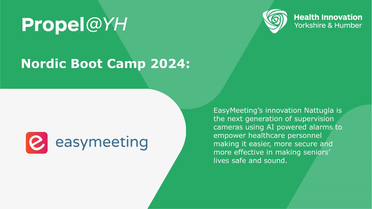 Another of our innovators for 2024 is EasyMeeting. Its innovation Nattugla is a supervision camera using AI powered alarms, to empower healthcare staff, making it easier and safer in making seniors' lives safe and sound. ow.ly/tNWQ50QuJq5 #DigitalHealth #Innovation